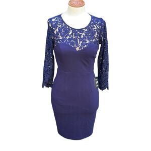 Lulu's Navy Blue Lace Open Back Dress Women's Size Small NWT